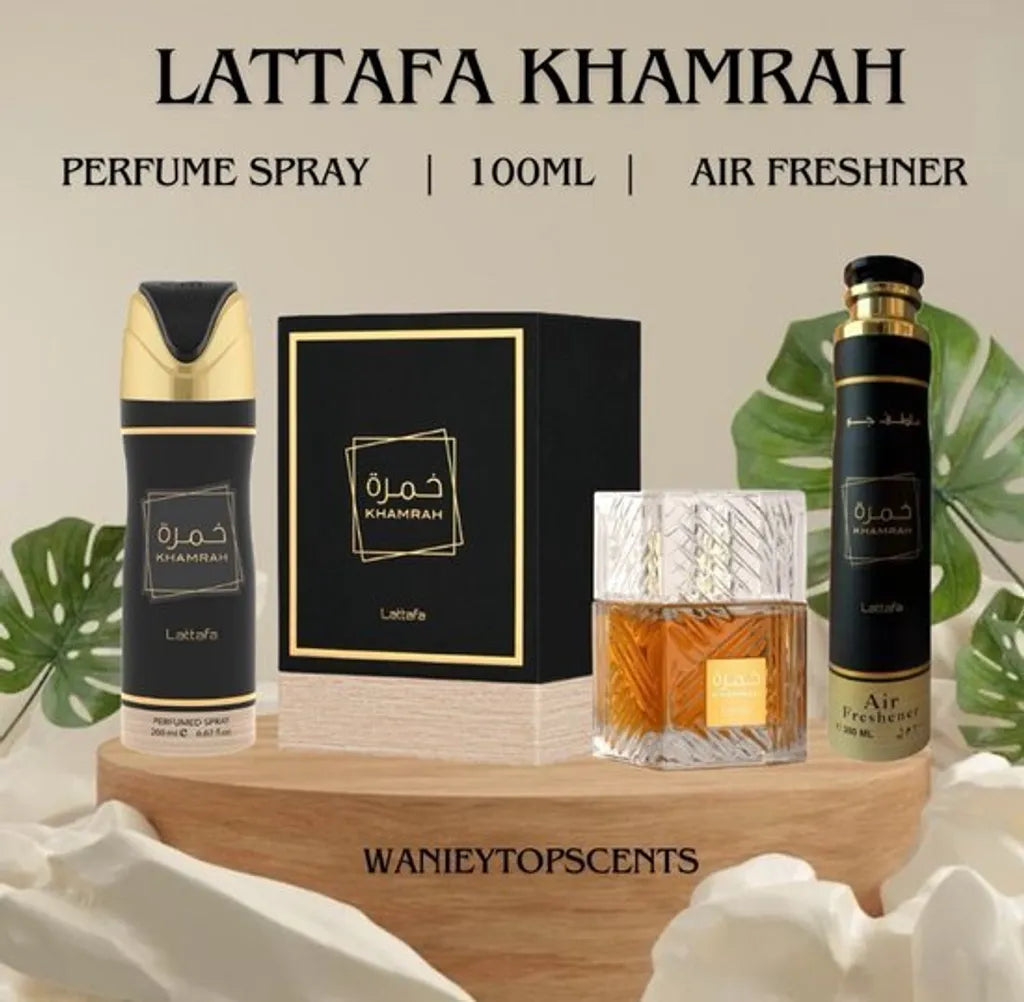 Lattafa EDP Khamrah Geschenkpackung & Parfümiertes Spray 200 ml, Lufterfrischer 300 ml | Geschenkset von Lattafa